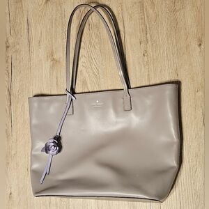 Kate Spade Karla Gray Smooth Leather Tote Flower